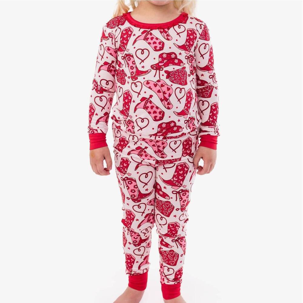 NEW RUFFLEBUTTS girl's softsnooze ruffle long sleeve pajama set with signature r